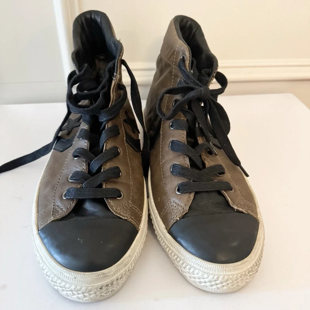 Rare Converse x‎ John Varvatos Pro Leather Hi Brown Black Chuck Taylor READ